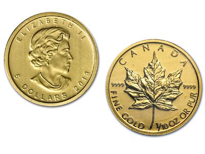 1/10 oz Canadian Gold Maple Leaf Coin